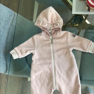 Baby Moncler Pink Cozy Footies with Hood and Zipper
